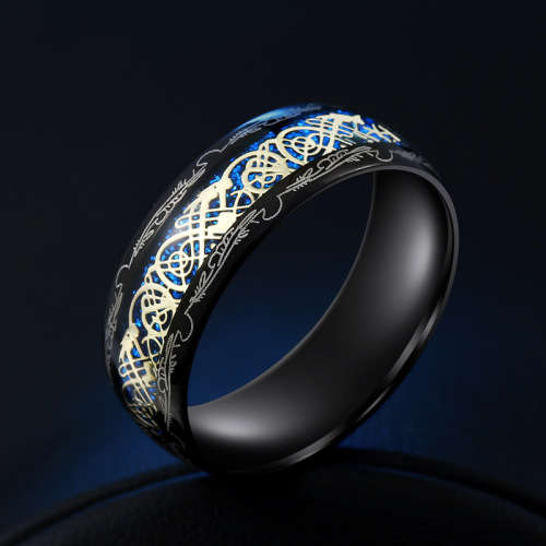 Mens Titanium Celtic Dragon Pattern Design Band. Ring Size 6,7,8,9,10,11,12,13